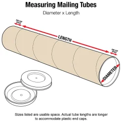 Partners Brand Kraft Mailing Tubes With Plastic Endcaps, 4" x 12", Pack Of 15