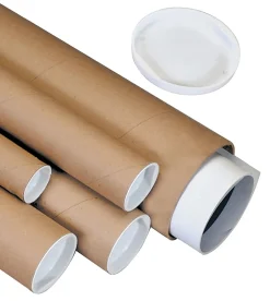 Partners Brand Kraft Mailing Tubes With Plastic Endcaps, 4