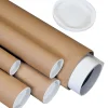 Partners Brand Kraft Mailing Tubes With Plastic Endcaps, 2 1/2" x 15", Pack Of 34
