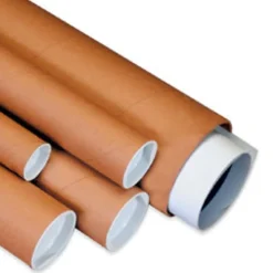 Partners Brand Kraft Mailing Tubes With Plastic Endcaps, 2 1/2" x 15", Pack Of 34