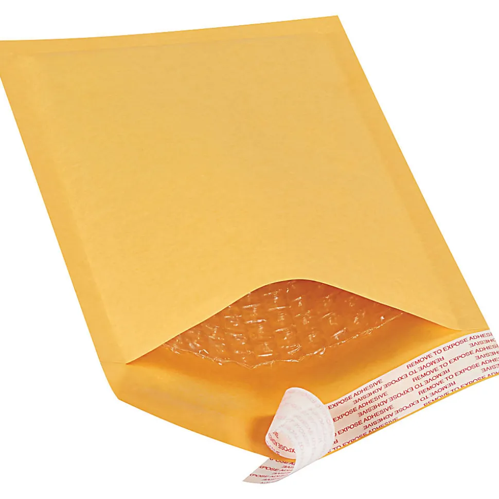 Partners Brand Kraft Self-Seal Bubble Mailers, #00, 5" x 10", Pack Of 25