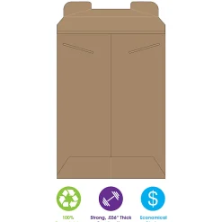 Partners Brand Kraft Stayflats® Flat Mailers, 9 3/4" x 12 1/4", Kraft Brown, Pack of 100