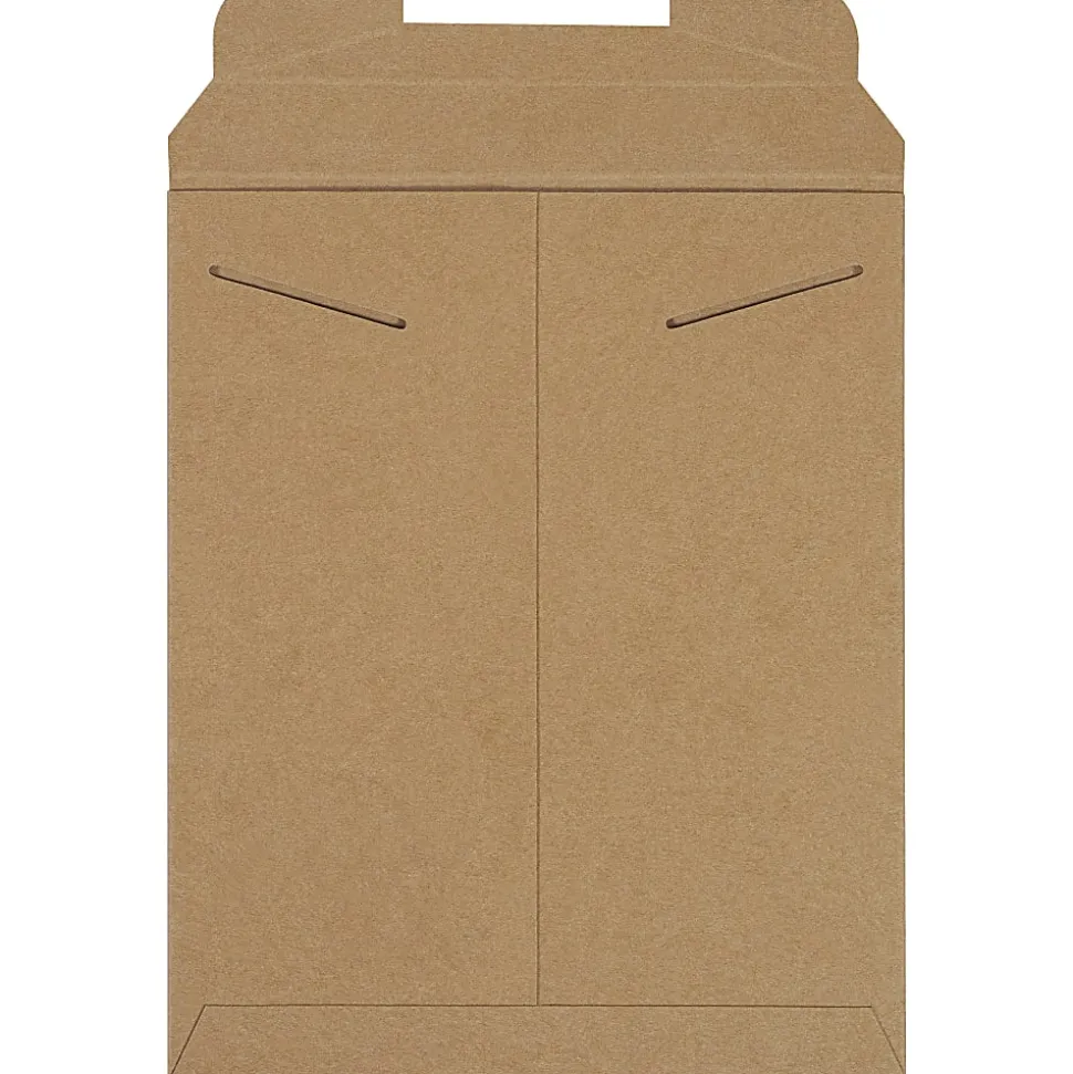 Partners Brand Kraft Stayflats® Flat Mailers, 9 3/4" x 12 1/4", Kraft Brown, Pack of 100