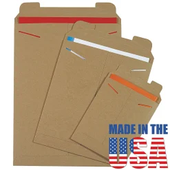 Partners Brand Kraft Stayflats® Flat Mailers, 9 3/4
