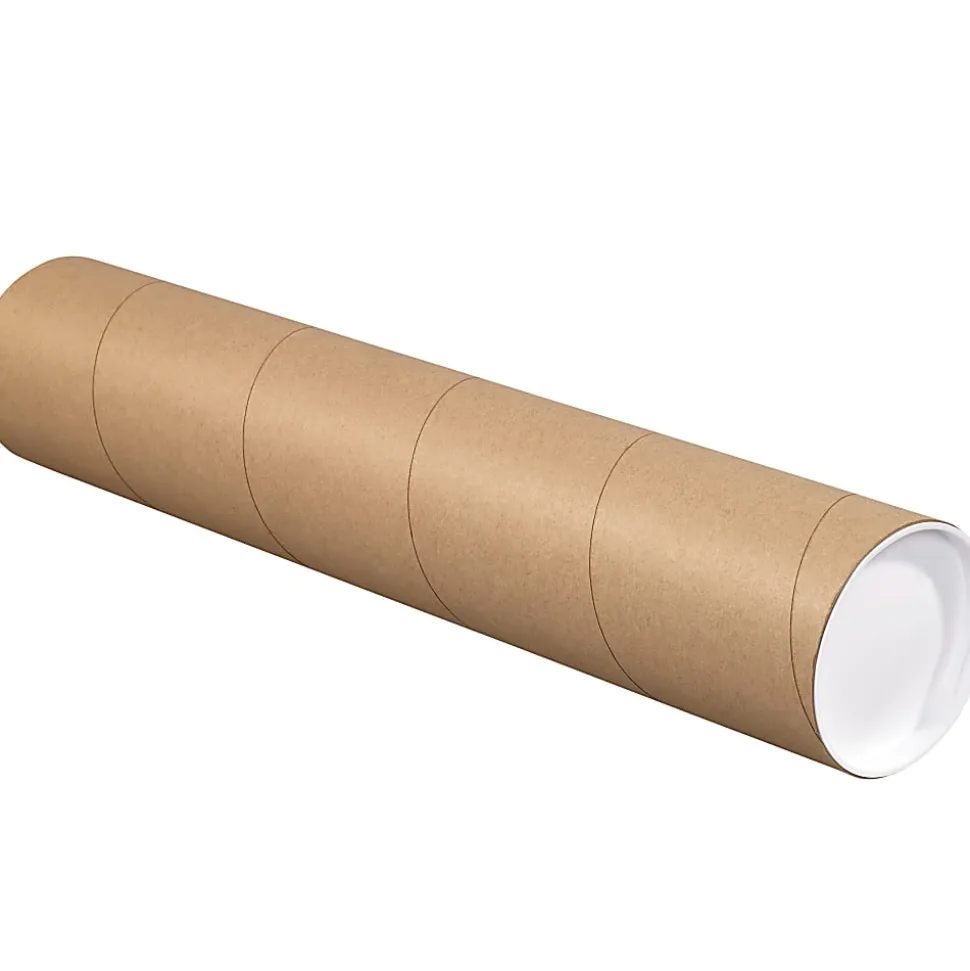 Partners Brand Mailing Tubes With Caps, 4" x 20", 80% Recycled, Kraft, Case Of 15