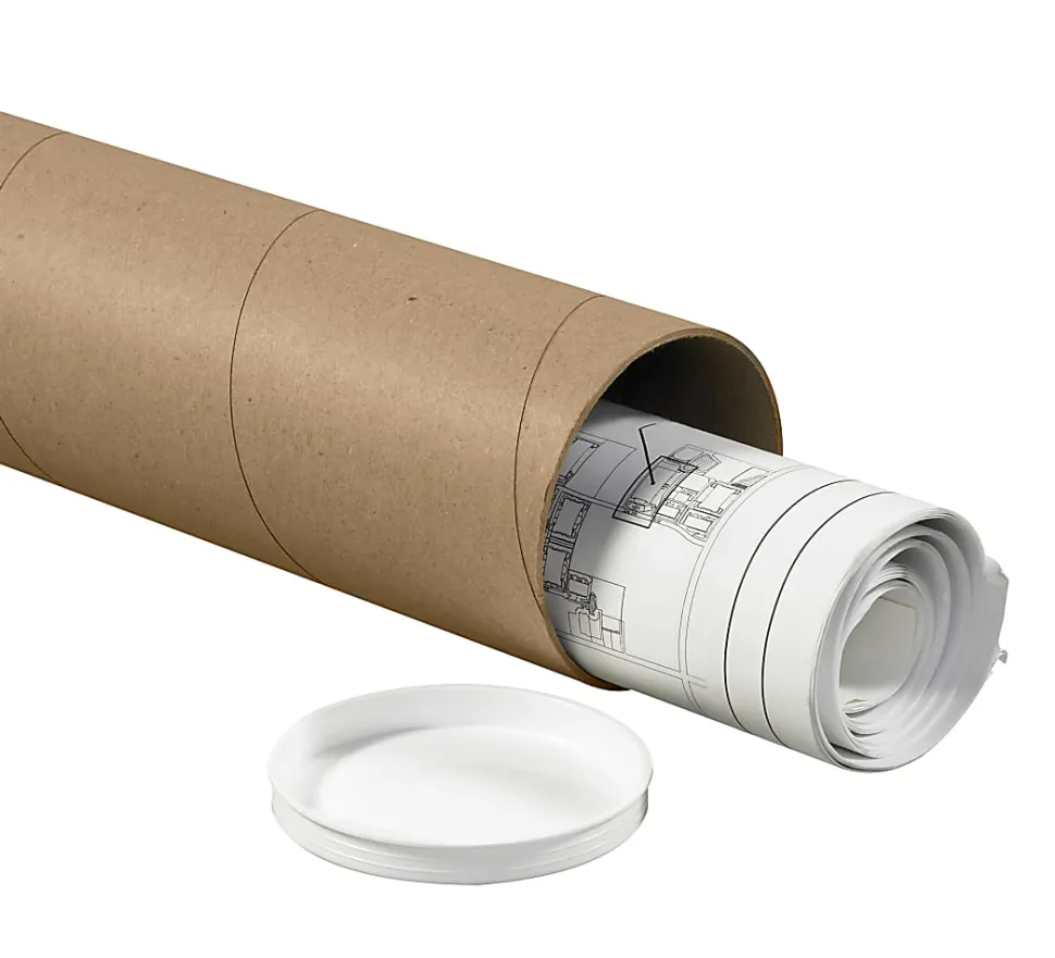 Partners Brand Mailing Tubes With Caps, 4" x 20", 80% Recycled, Kraft, Case Of 15