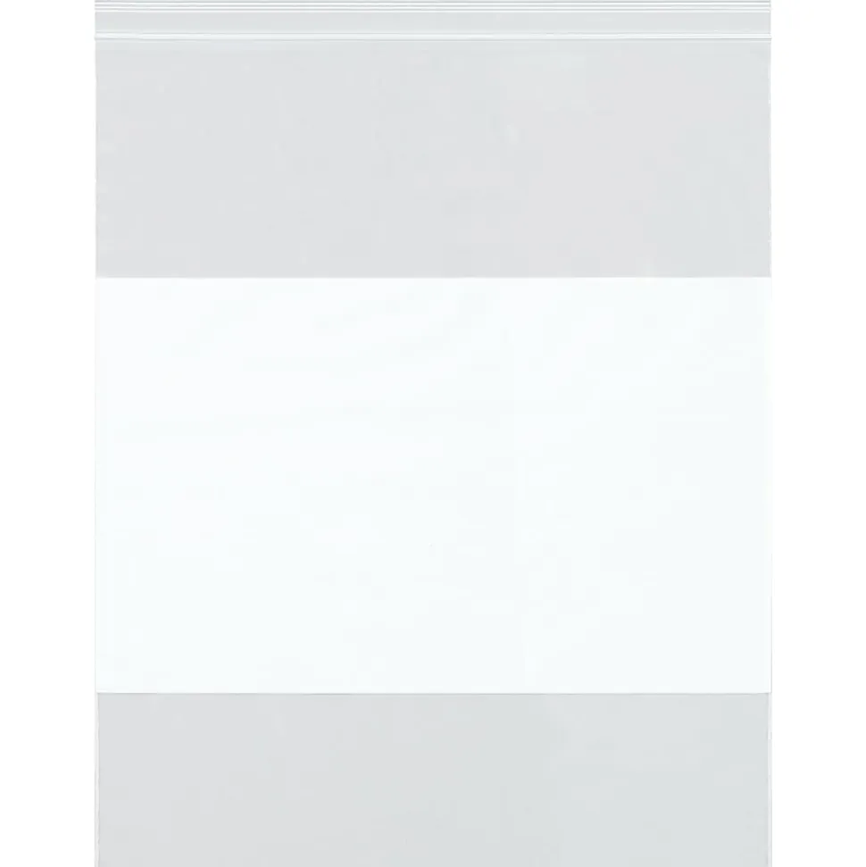 Partners Brand 2 Mil White Block Reclosable Poly Bags, 10" x 13", Clear, Case Of 1000