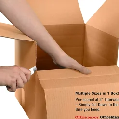 Partners Brand Multi-Depth Corrugated Boxes, 12" x 12" x 6", Scored 4", Kraft, Pack Of 25