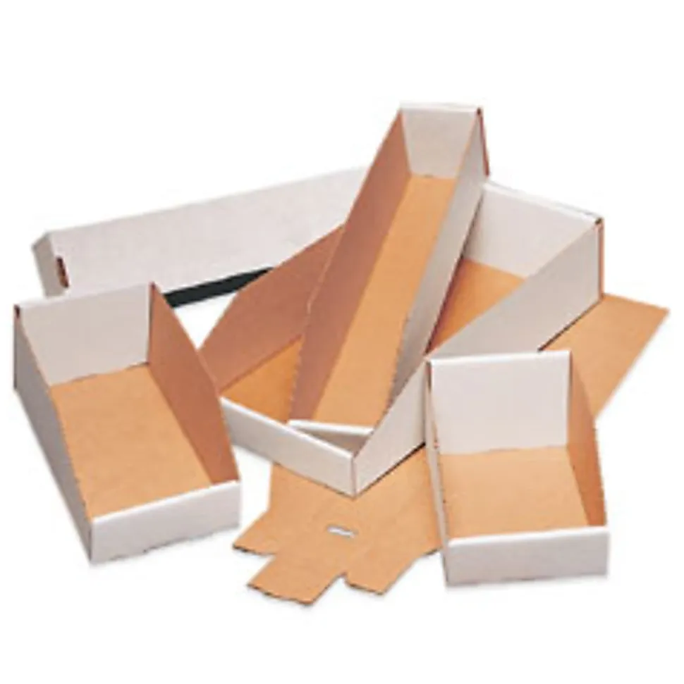 Partners Brand Open Top Bin Boxes, 12" x 6" x 4 1/2", Oyster White, Case Of 50