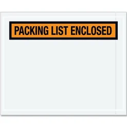 Partners Brand "Packing List Enclosed" Envelopes, Panel Face, Orange, 4 1/2" x 5 1/2" Pack Of 1,000