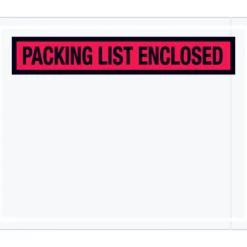 Partners Brand "Packing List Enclosed" Envelopes, Panel Face, 4-1/2" x 5-1/2", Red, Pack Of 1,000