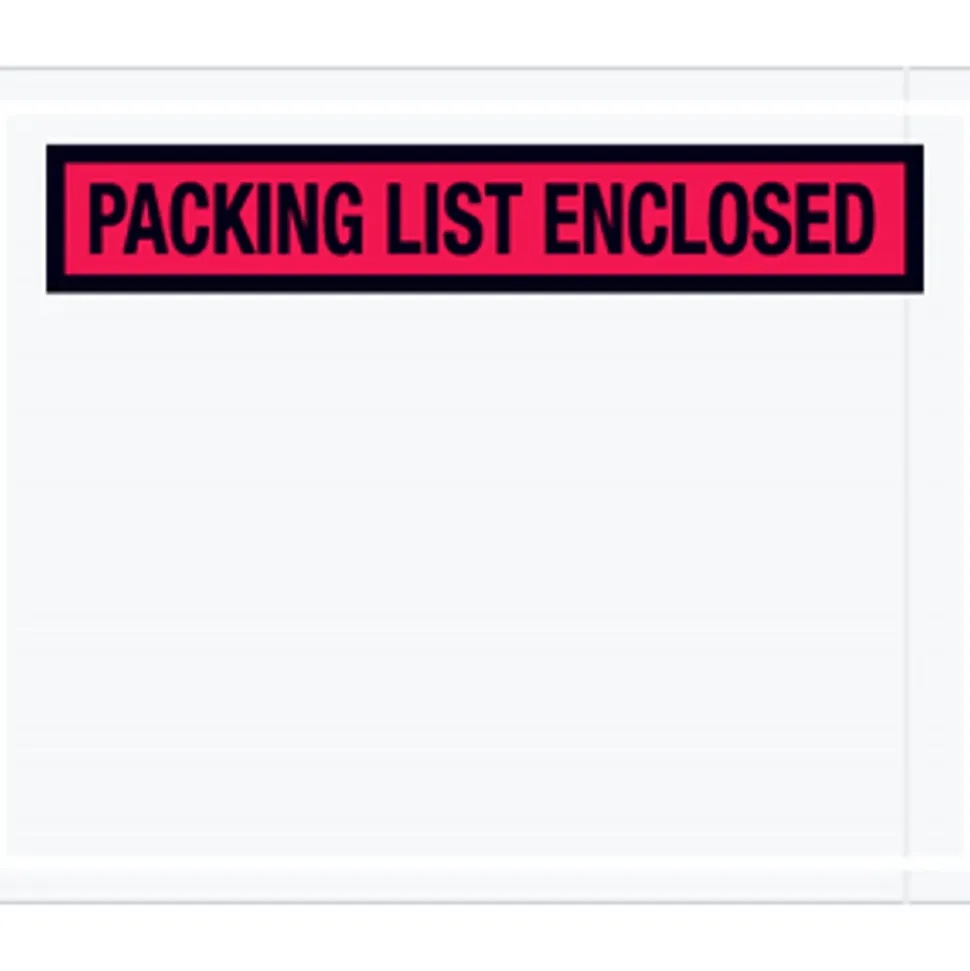 Partners Brand "Packing List Enclosed" Envelopes, Panel Face, 4-1/2" x 5-1/2", Red, Pack Of 1,000