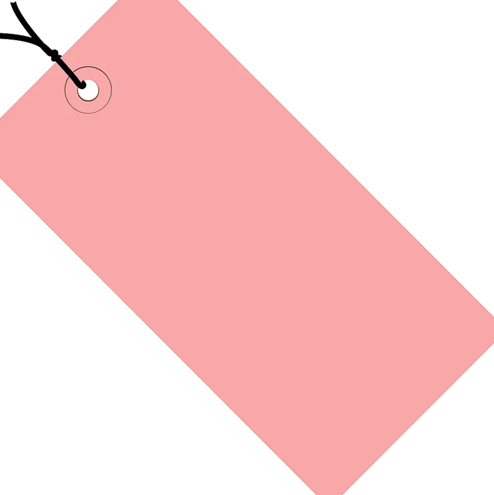 Partners Brand Prestrung Shipping Tags, 8" x 4", Pink, Case Of 500