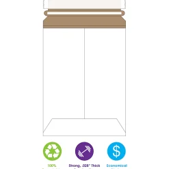 Partners Brand Self-Seal Stayflats® Plus Express Pouch Mailers, 11" x 13 1/2", White, Pack of 100