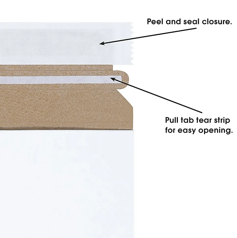 Partners Brand Self-Seal Stayflats® Plus Express Pouch Mailers, 9" x 11 1/2", White, Pack of 100