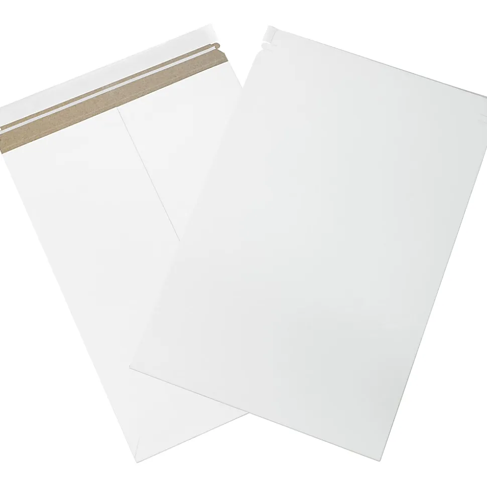 Partners Brand Self-Seal Stayflats® Plus Express Pouch Mailers, 13" x 18", White, Pack of 100