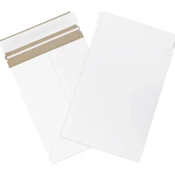 Partners Brand Self-Seal Stayflats® Plus Express Pouch Mailers, 6" x 8", White, Pack of 25