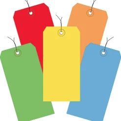 Partners Brand Shipping Tags, Prewired, 100% Recycled, 6 1/4" x 3 1/8", Assorted Colors, Case Of 1,000