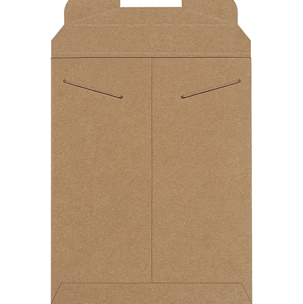 Partners Brand Stayflats® Flat Mailers, 9" x 11 1/2", Kraft Brown, Pack of 100