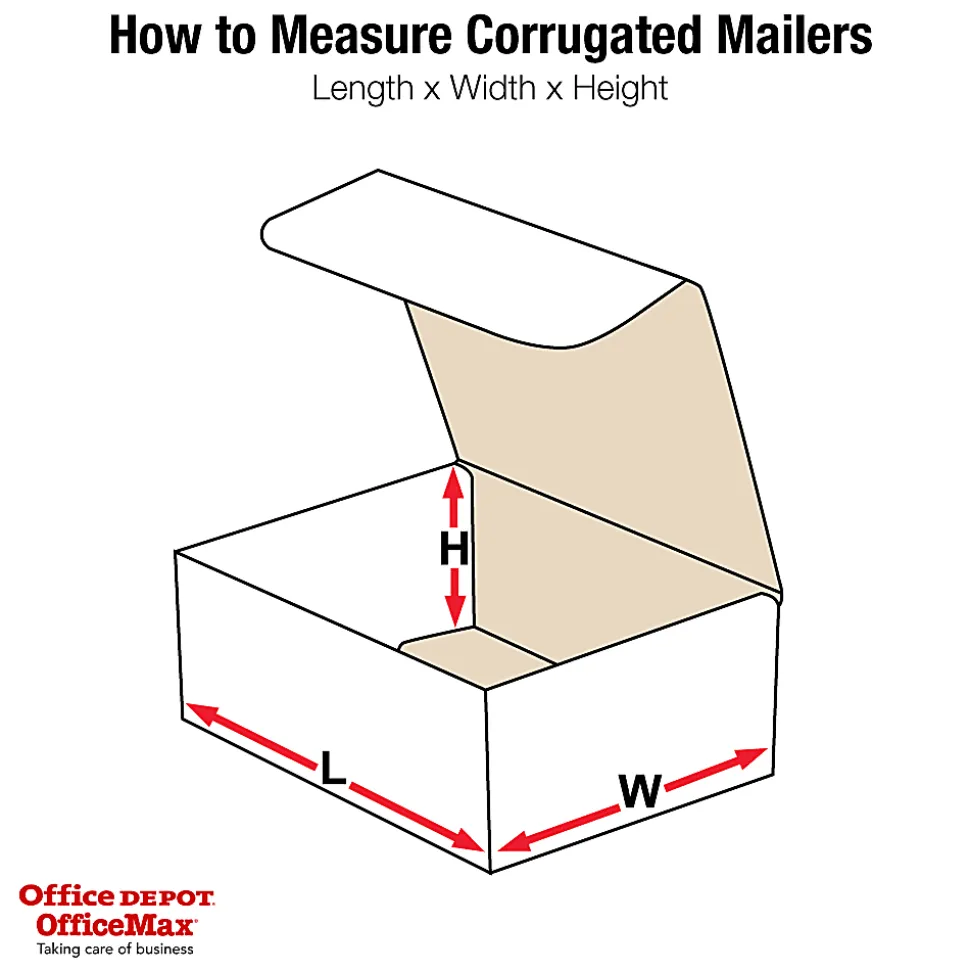 Partners Brand White Corrugated Mailers, 6 1/2" x 4 1/2" x 2 1/2",, Pack Of 50