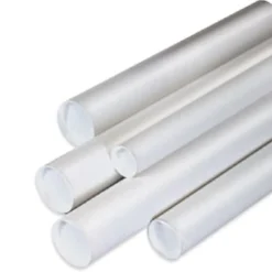 Partners Brand White Mailing Tubes With Plastic Endcaps, 2" x 20", 80% Recycled, Pack Of 50
