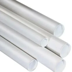 Partners Brand White Mailing Tubes With Plastic Endcaps, 2