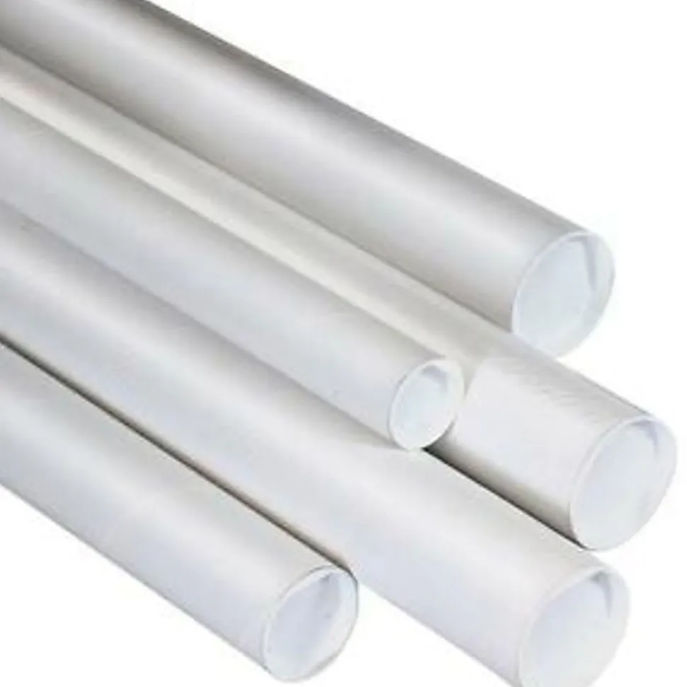 Partners Brand White Mailing Tubes With Plastic Endcaps, 2" x 15", 80% Recycled, Pack Of 50