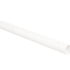 Partners Brand White Mailing Tubes With Plastic Endcaps, 2
