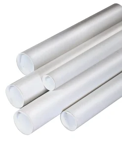 Partners Brand White Mailing Tubes With Plastic Endcaps, 2