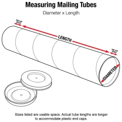 Partners Brand White Mailing Tubes With Plastic Endcaps, 2 1/2" x 24", 80% Recycled, Pack Of 34