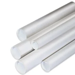 Partners Brand White Mailing Tubes With Plastic Endcaps, 2 1/2" x 24", 80% Recycled, Pack Of 34