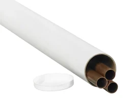 Partners Brand White Mailing Tubes With Plastic Endcaps, 2 1/2