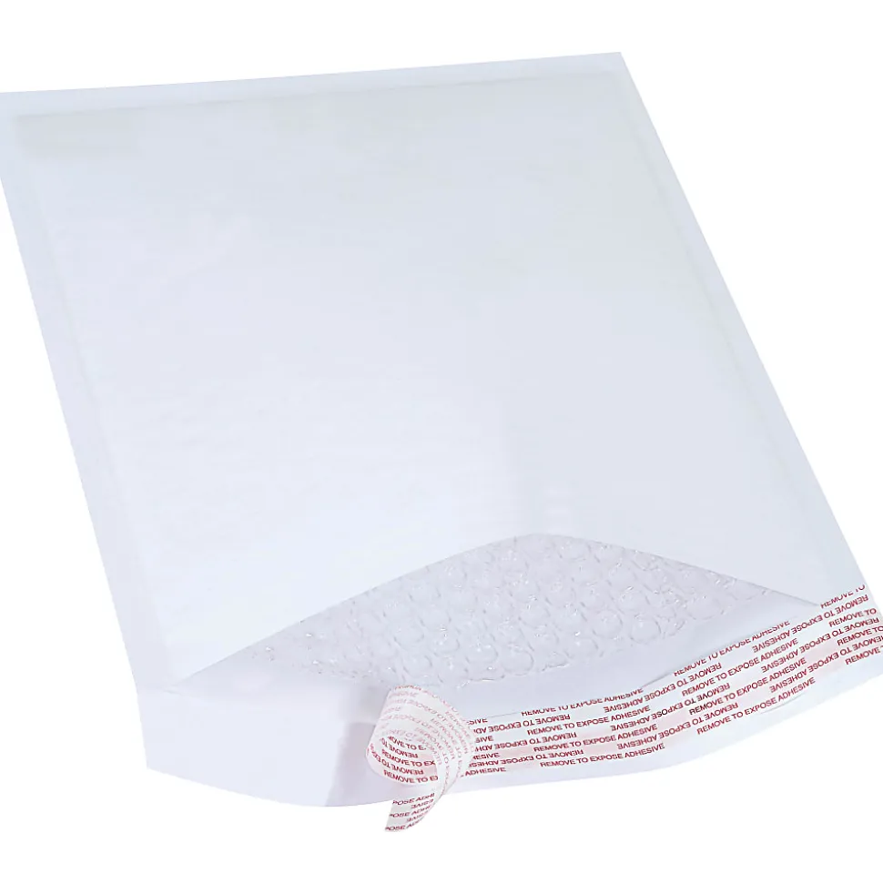 Partners Brand White Self-Seal Bubble Mailers, #2, 8 1/2" x 12", Pack Of 100