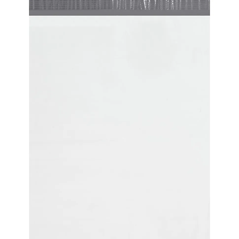 Partners Brand 19" x 24" Poly Mailers With Tear Strips, White, Case Of 250 Mailers
