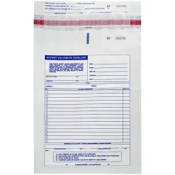 Patient Valuables Form And Plastic Bag, Tamper Evident, Sequentially Numbered, 10" x 13", Pack Of 500 Sets