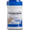 PDI Sani Hands Instant Hand Sanitizing Wipes  6" Width x 7.50" Length  White  135 Per Tub  12 / Carton