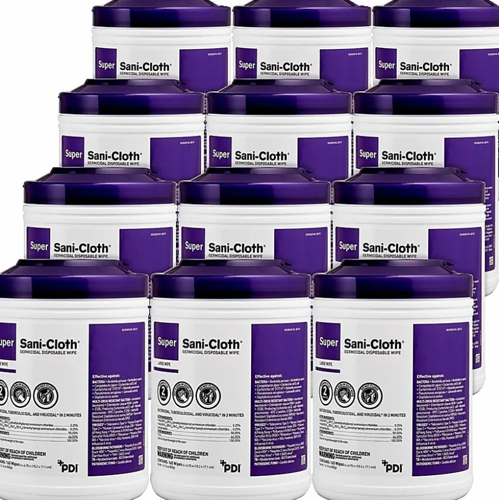 PDI Super Sani-Cloth Germicidal Disposable Wipes, Pack Of 12 Wipes