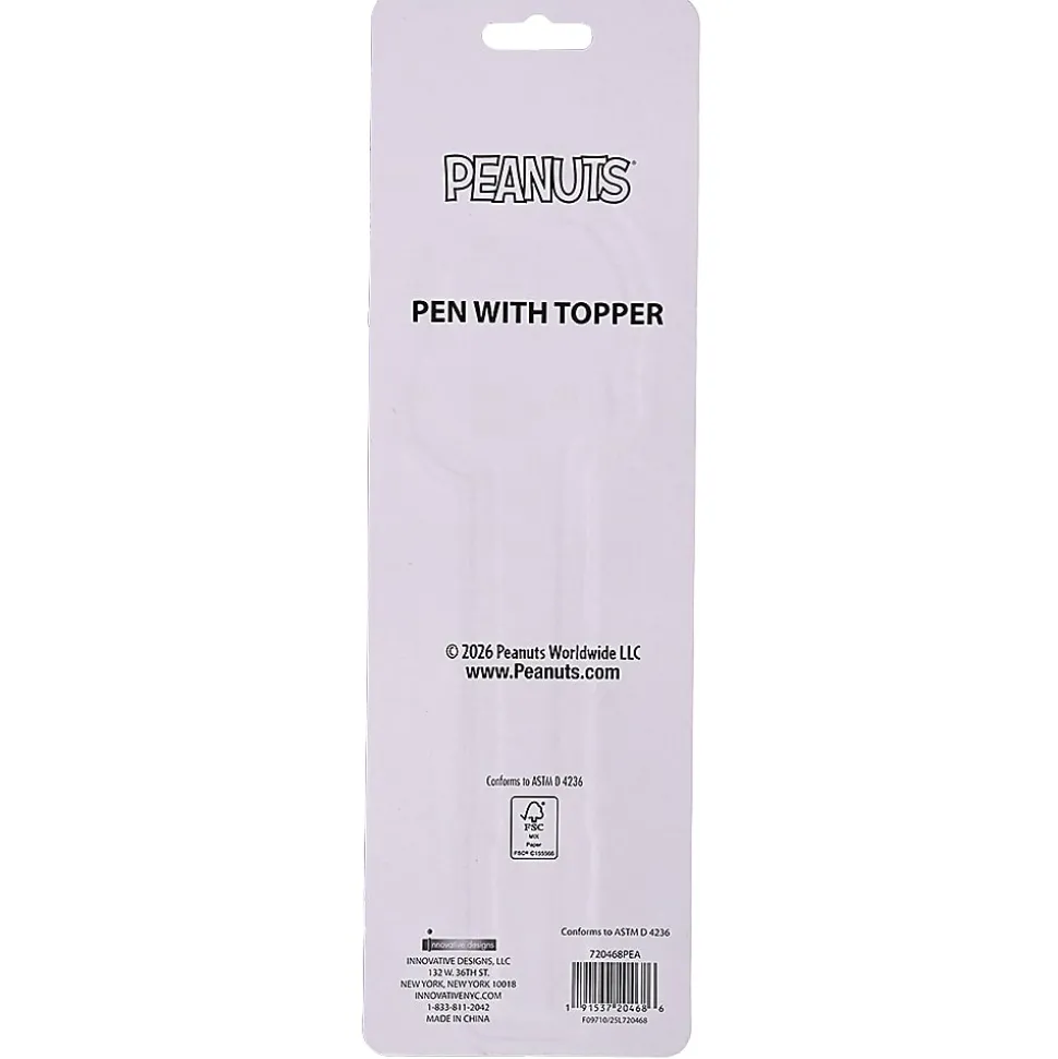 Peanuts 2D Licensed Topper Ballpoint Pen, Medium Point, 0.7 mm, Blue Ink, Quantity 1