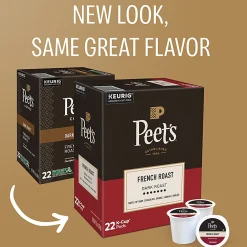 Peet's Coffee French Roast Keurig Single Serve K-Cup Pods, 88 Count (4 Boxes of 22)
