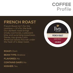 Peet's Coffee French Roast Keurig Single Serve K-Cup Pods, 88 Count (4 Boxes of 22)