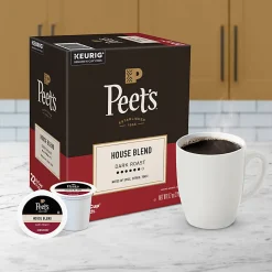 Peet's Coffee House Blend Keurig Single Serve K-Cup Pods, Dark Roast, 88 Count (4 Boxes of 22)