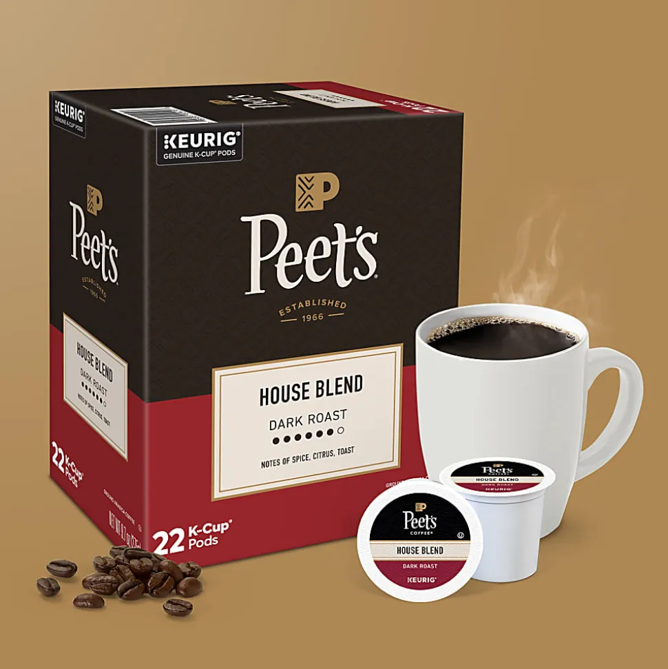 Peet's Coffee House Blend Keurig Single Serve K-Cup Pods, Dark Roast, 88 Count (4 Boxes of 22)