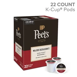 Peet's Coffee Major Dickason's Blend K-Cup Pods, Carton Of 22
