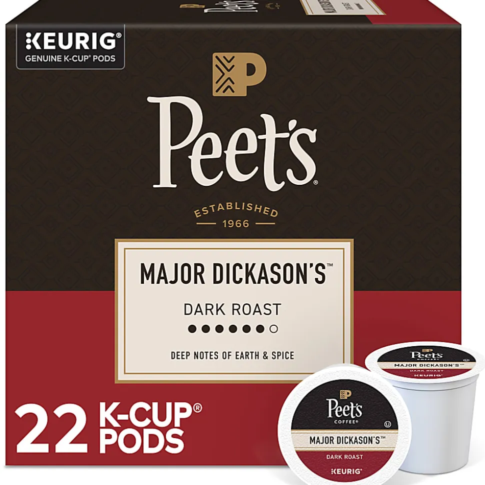 Peet's Coffee Major Dickason's Blend K-Cup Pods, Carton Of 22