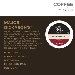 Peet's Coffee Major Dickason's Keurig Single Serve K-Cup Pods, Dark Roast, 22 Pods Per Pack, Case Of 4 Packs