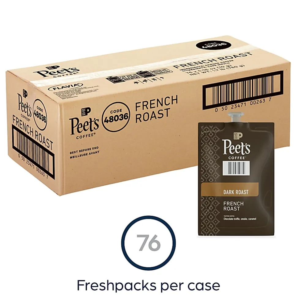 Peet s Coffee & Tea Single Serve Coffee Freshpacks, French Roast, Carton Of 76