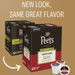 Peet's Coffee & Tea Single-Serve Coffee K-Cup Pods, Decaffeinated, House Blend, Carton Of 22