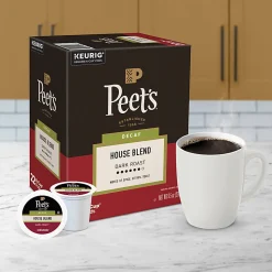 Peet's Coffee & Tea Single-Serve Coffee K-Cup Pods, Decaffeinated, House Blend, Carton Of 22