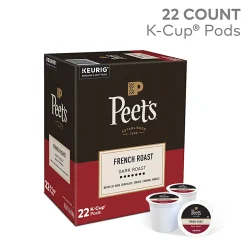 Peet's Coffee & Tea Single-Serve Coffee K-Cup Pods, French Roast, Carton Of 22