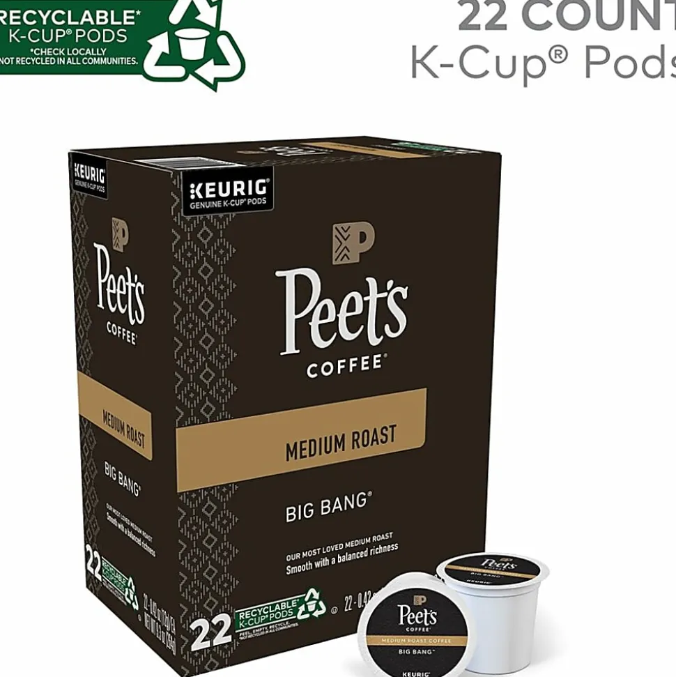 Peet's K-Cup Big Bang K-Cup Pods - Compatible with Keurig K-Cup Brewer - Medium - 22 K-Cup - 22 / Box